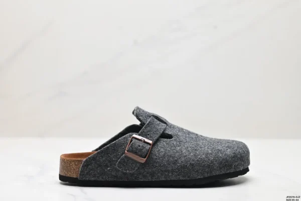 Cork Sole Summer Leather Slides Sandals