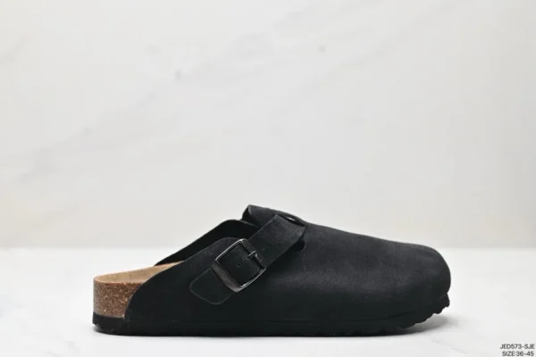 Cork Sole Summer Leather Slides Sandals