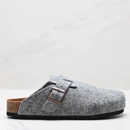 Cork Sole Summer Leather Slides Sandals