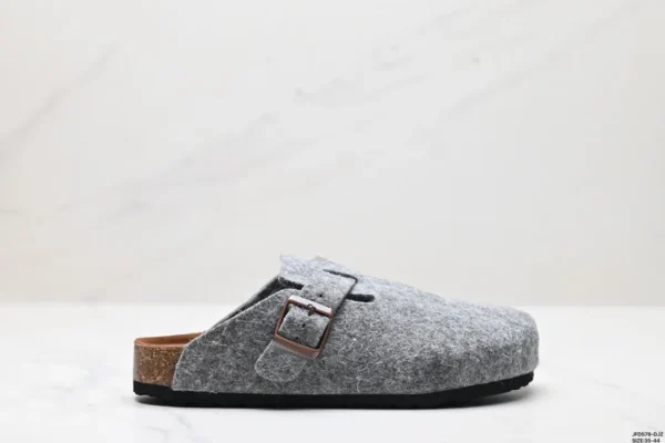 Cork Sole Summer Leather Slides Sandals