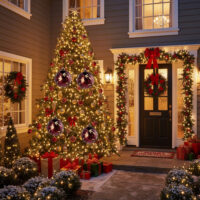 4PCS Set Christmas Glass Ball Ornaments Hanging Tree Decorations Shiny Holiday Party Decor Xmas Tree Decorations FBA Shipment