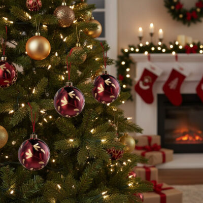 4PCS Set Christmas Glass Ball Ornaments Hanging Tree Decorations Shiny Holiday Party Decor Xmas Tree Decorations FBA Shipment