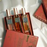 luxury perfume gift set on silk fabric